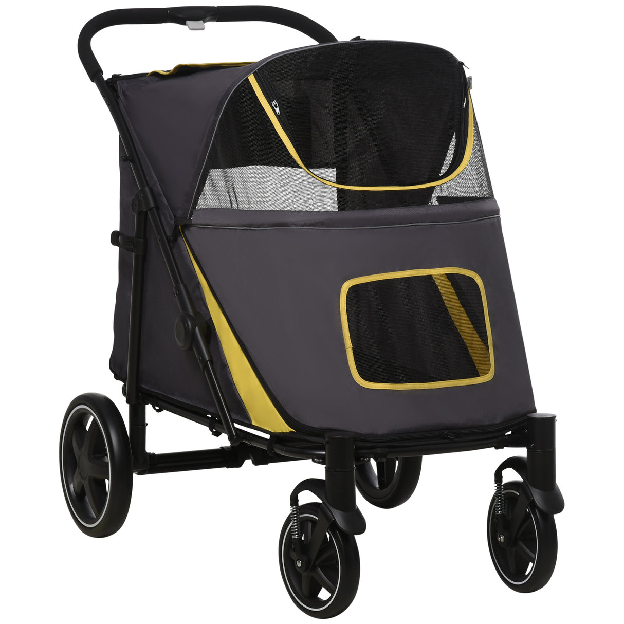 Easycomfort Opvouwbare kinderwagen voor middelgrote honden met ritssluitingen en gaasramen, 112x65x100 cm.