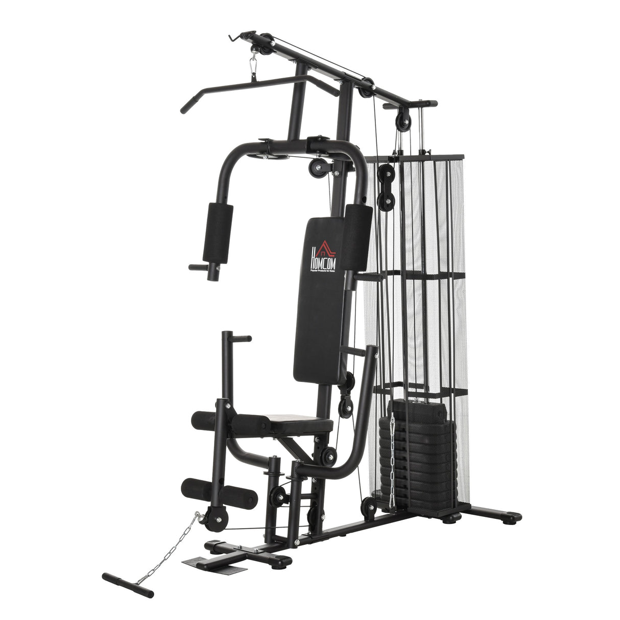 Easycomfort Fitnesstrainingsstation Multifunctionele Sportschool voor Thuis- en Professioneel Gebruik, Staal 150x110x210cm Zwart