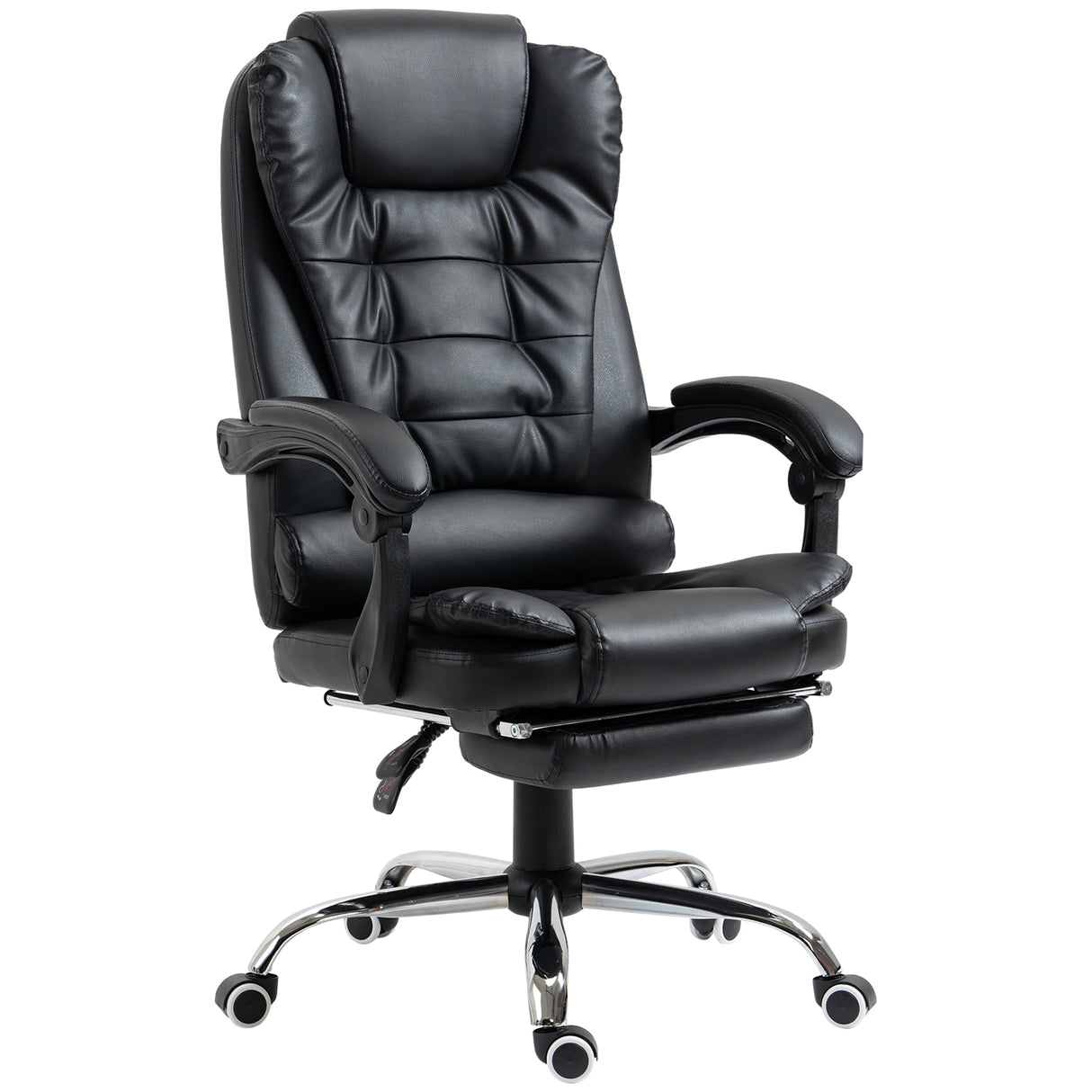 Easycomfort bureaustoel met verstelbare hoogte, verstelbare rugleuning en voetensteun, 64.5x69x109-117 cm, zwart