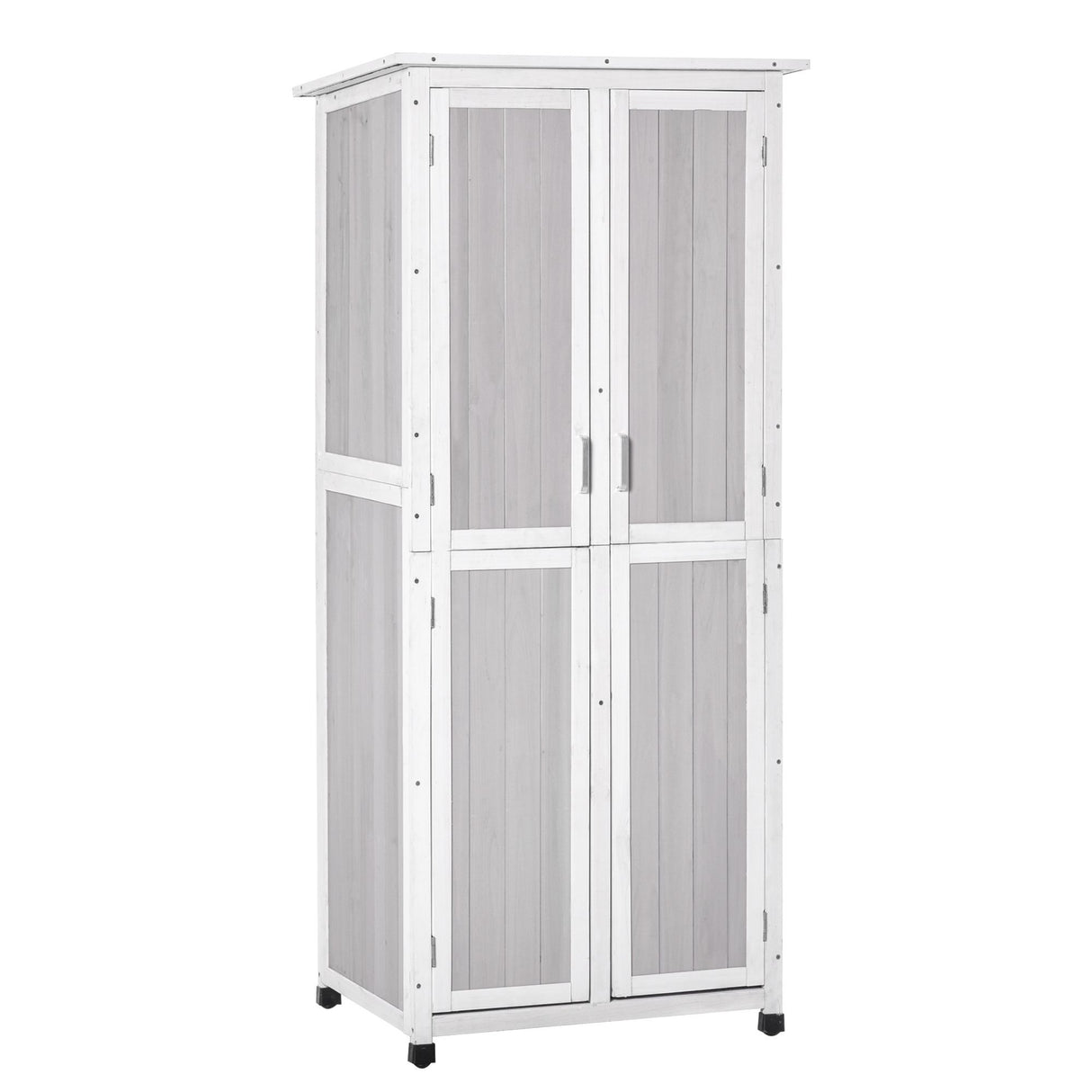 easycomfort-3-laags-vurenhouten-gereedschapsschuur-met-bitumen-dak-77x58x175-cm-grijs