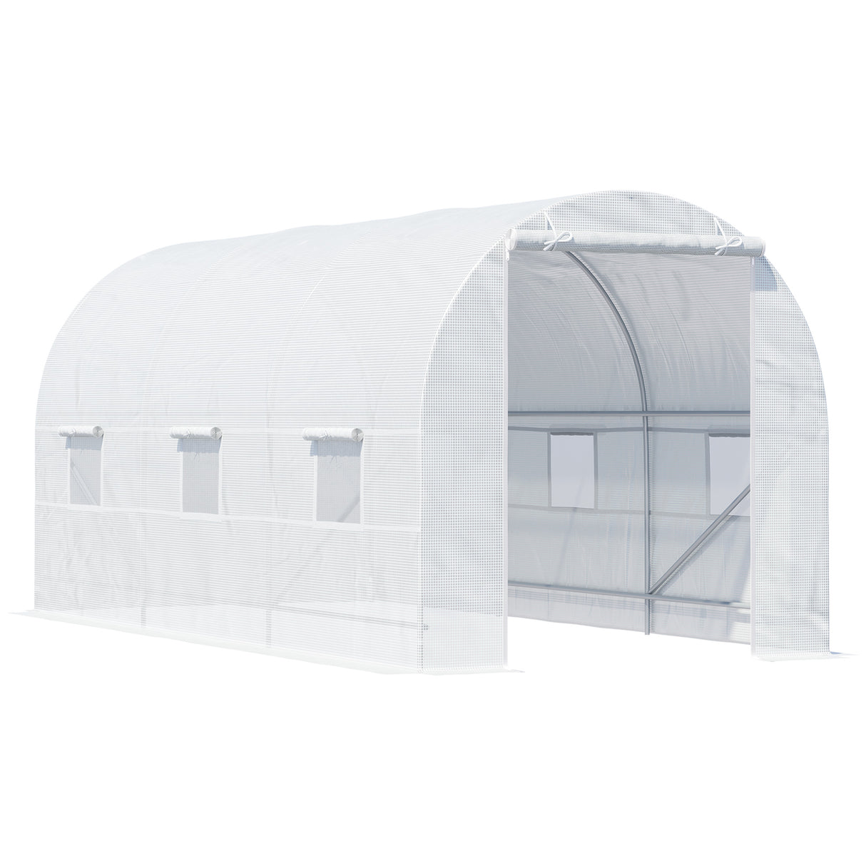 Easycomfort Serra da Giardino met Tunnel 4.5x2x2m met PE-afdekzeil en metalen buizen, wit.