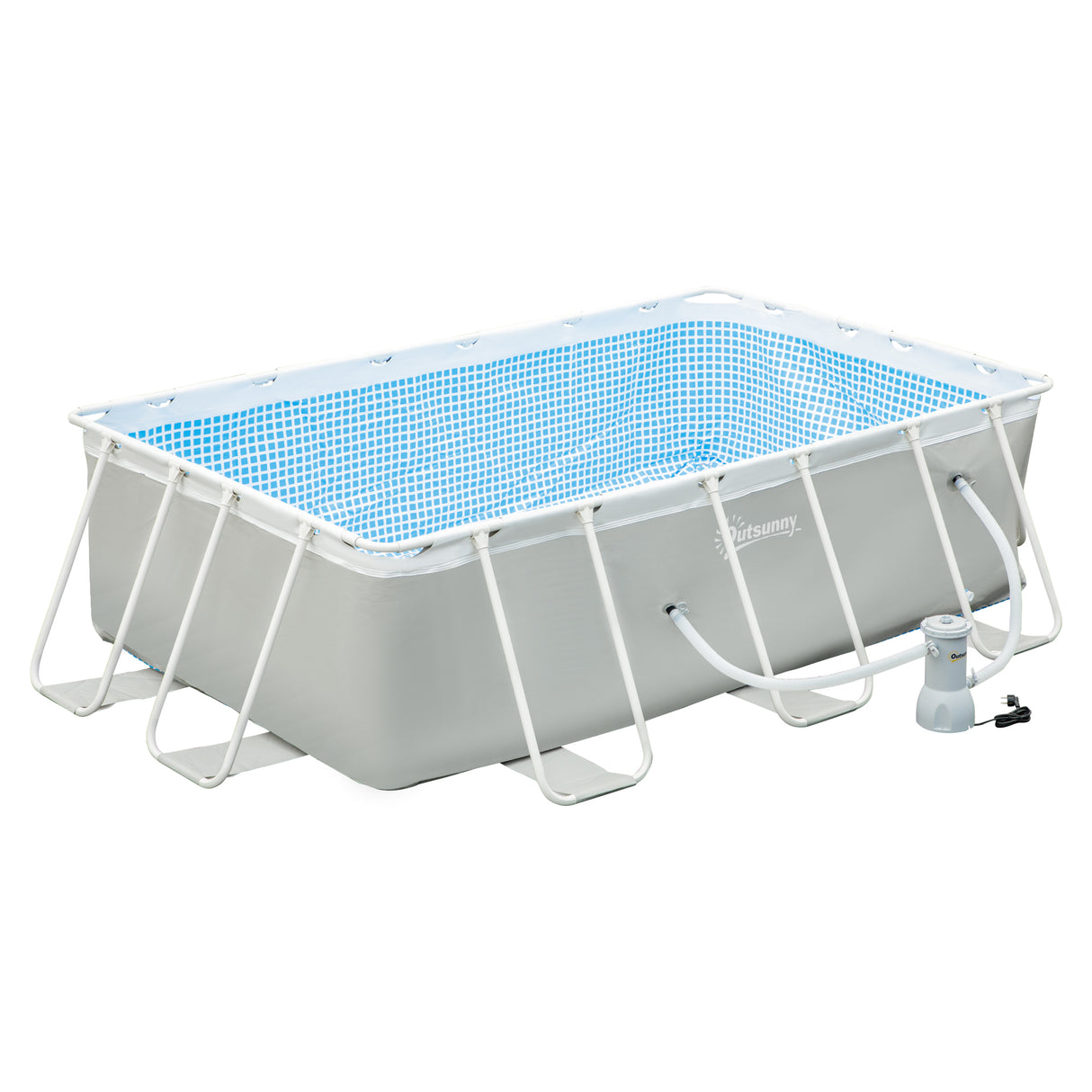 Easycomfort Zwembad Boven de Grond voor in de Tuin, Rechthoekig met Filtratiepomp, 340x215x80cm, Grijs