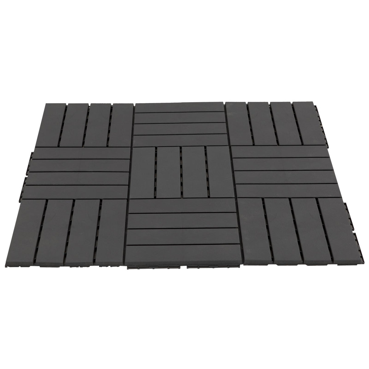 Easycomfort Set 9 Interlocking Tegels voor Terras, Vloertegels (30x30x2cm) in Antislip PP, Oppervlakte: 0,81 m² Zwart