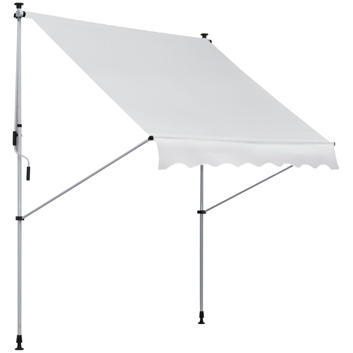 Easycomfort Zonnescherm voor Buiten 2x1.5m, Opklapbaar met Slinger, Verstelbare Hoogte en Hoek, Wit