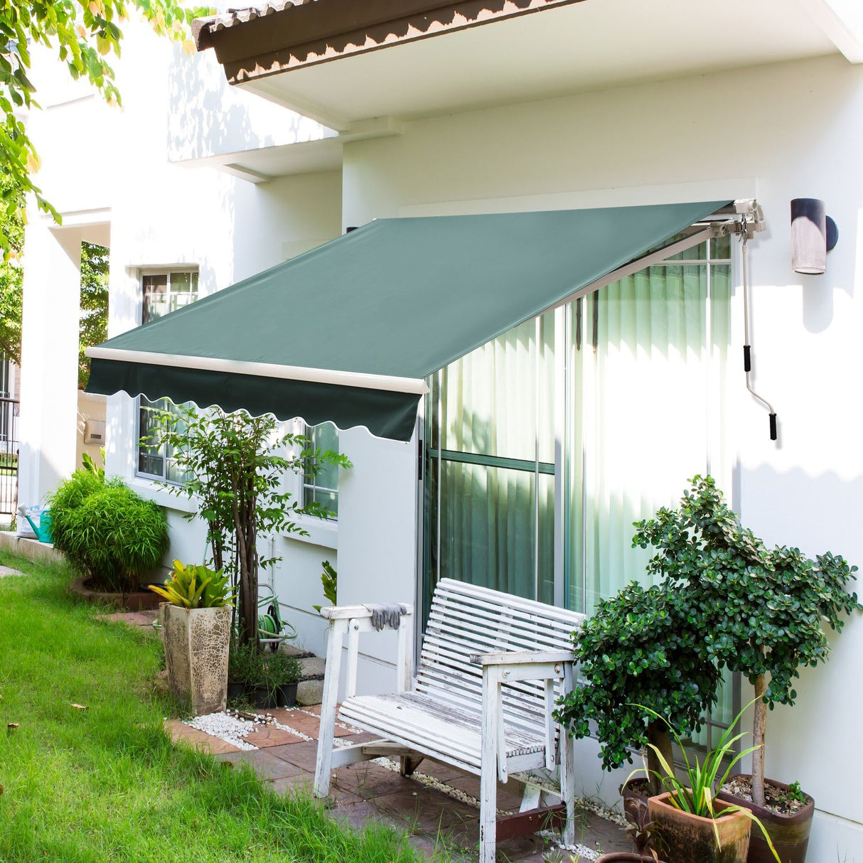 Easycomfort Zonnescherm met 2.5x2m Uitval en Handmatig Oprolbaar in Aluminium en Polyester Groen