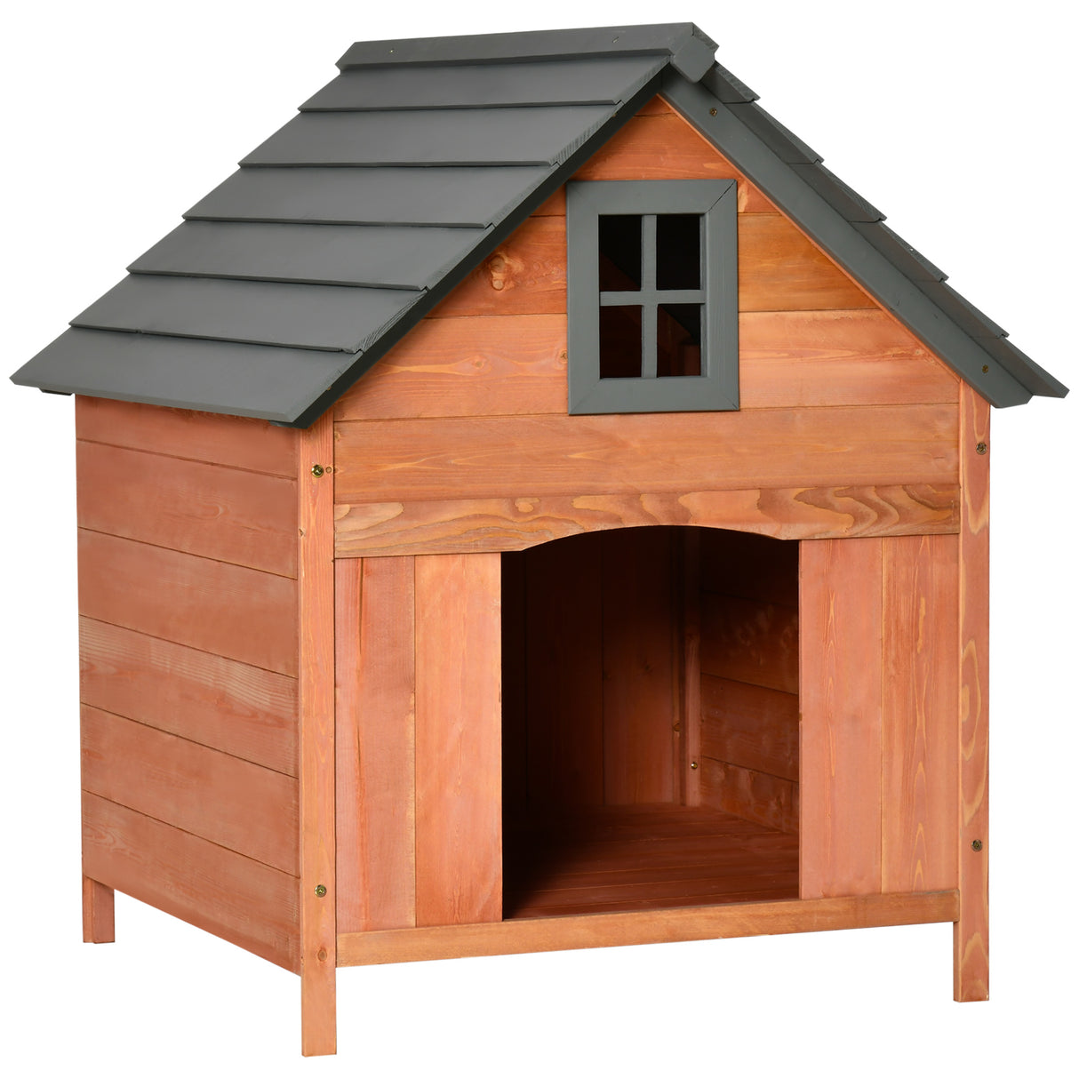 Verhoogd Easycomfort-huis voor honden tot 15 kg, hond-en kattenhok voor buiten van dennenhout, 81.3x91.5x98.5 cm