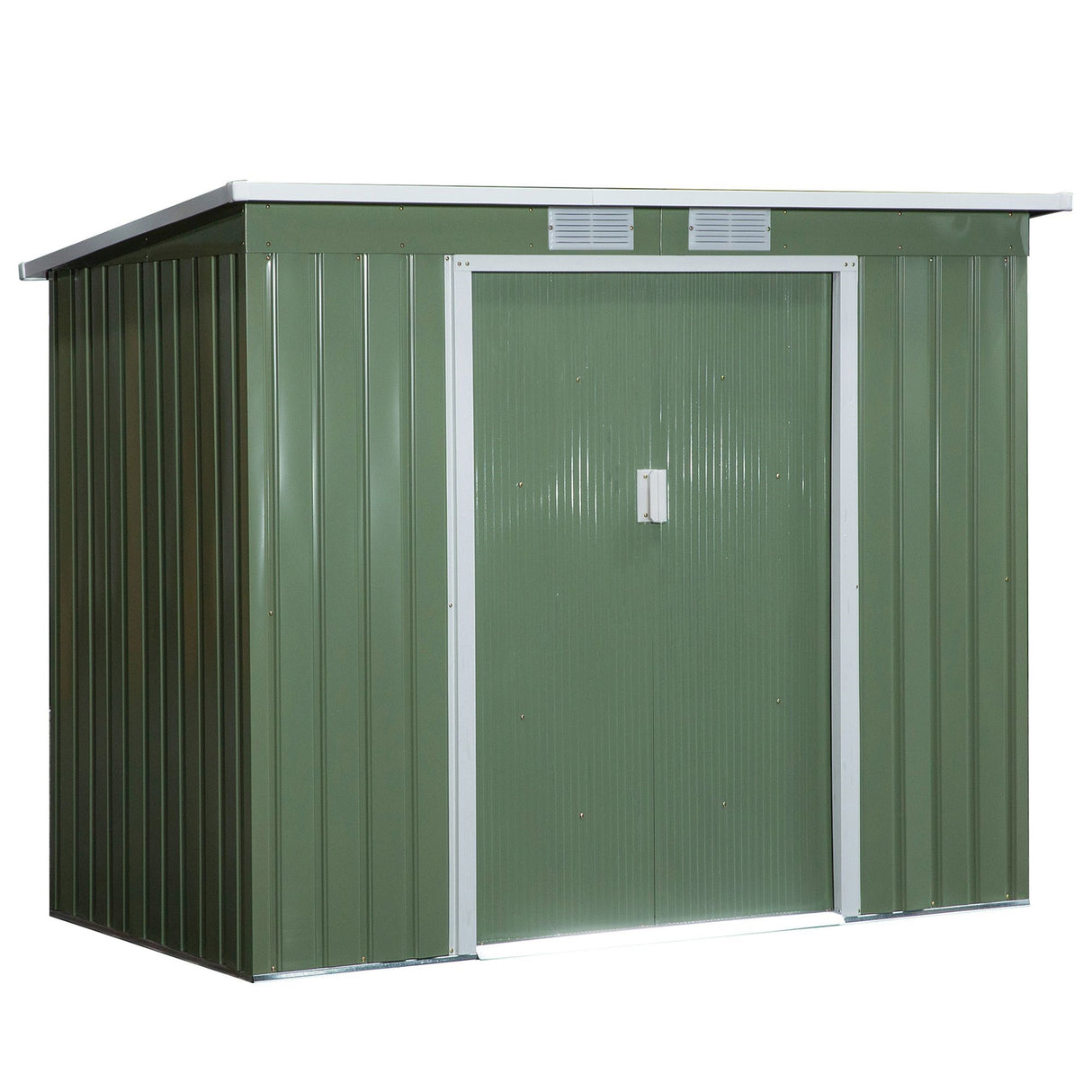 Easycomfort Tuinhuisje van Staal met Dubbele Schuifdeur en Ventilatieopeningen, 213x130x173 cm, Groen