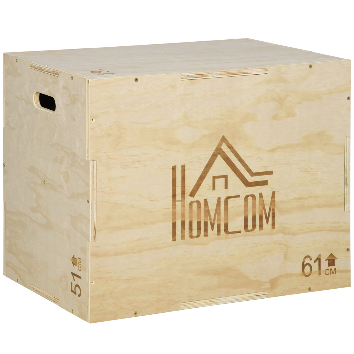 Easycomfort Plyo Box van Hout met 3 Hoogtes, Pliometrische Springbox Capaciteit 120kg, 61x51x76cm