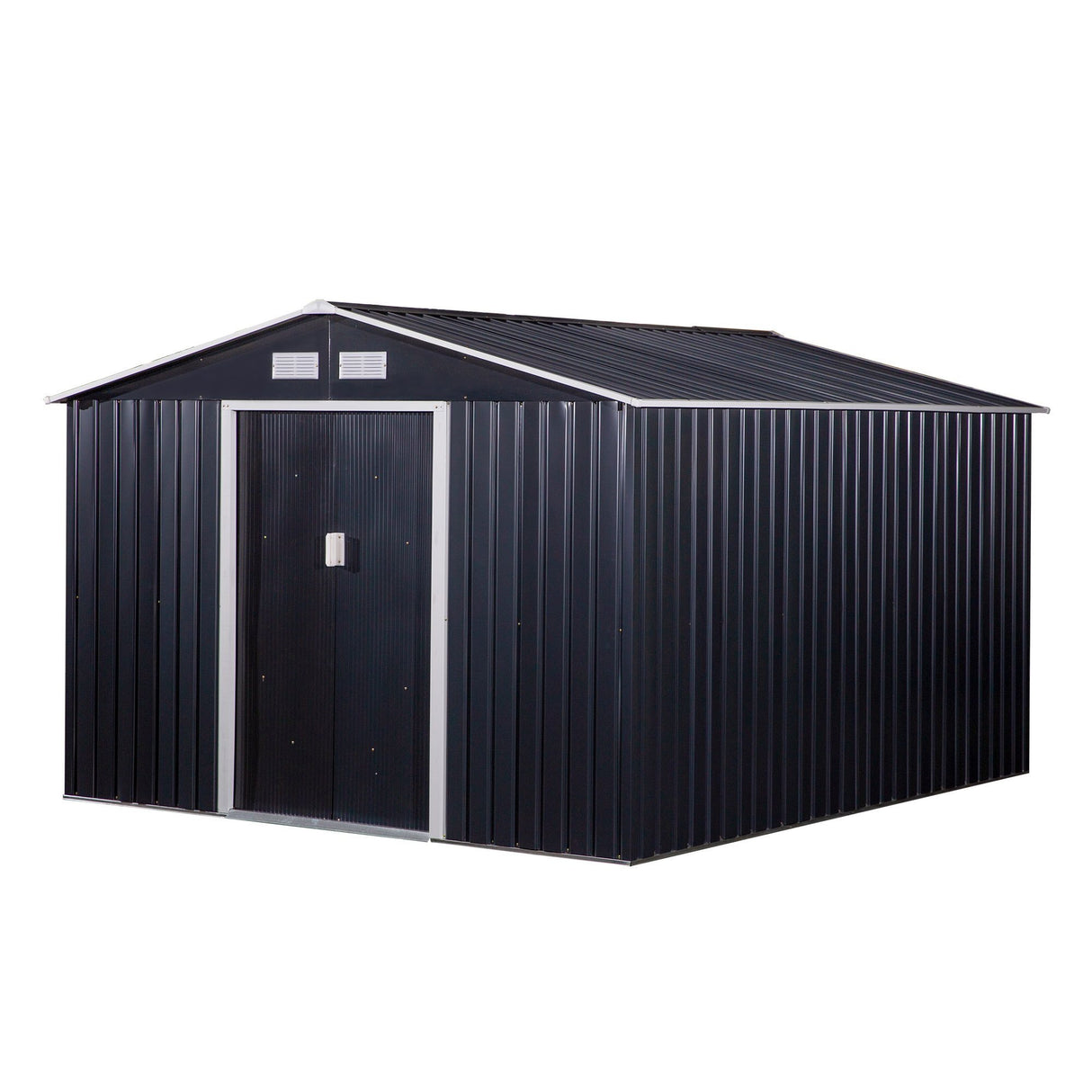 EasyComfort Tuinhuisje met 2 Schuifdeuren en 4 Luchtopeningen, van Staal en PP, 322x277x192 cm, Grijs