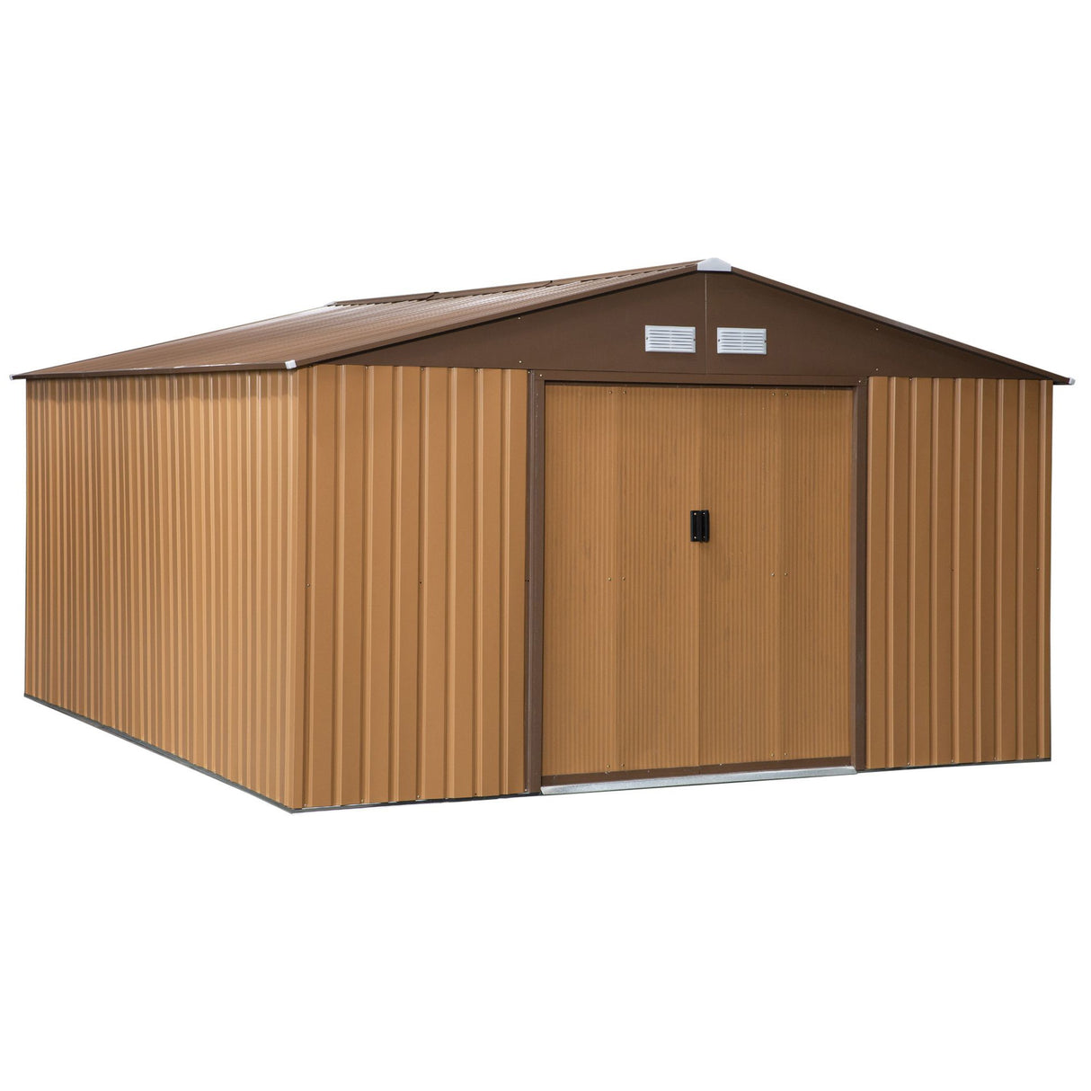 Easycomfort Tuinhuisje met 2 Schuifdeuren en 4 Luchtroosters van Staal, 340x386x200cm, Geel