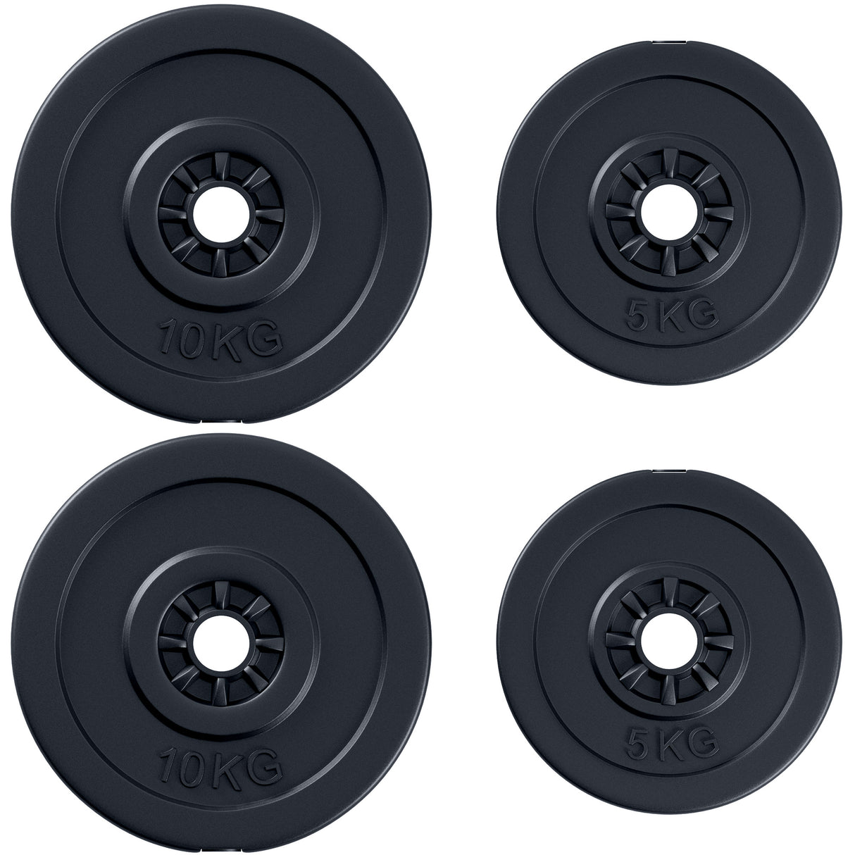 Easycomfort Set van 4 Schijven Gewichten voor Halterstang en Dumbbells Totale Gewicht 30kg, 2x5kg en 2x10kg, Zwart