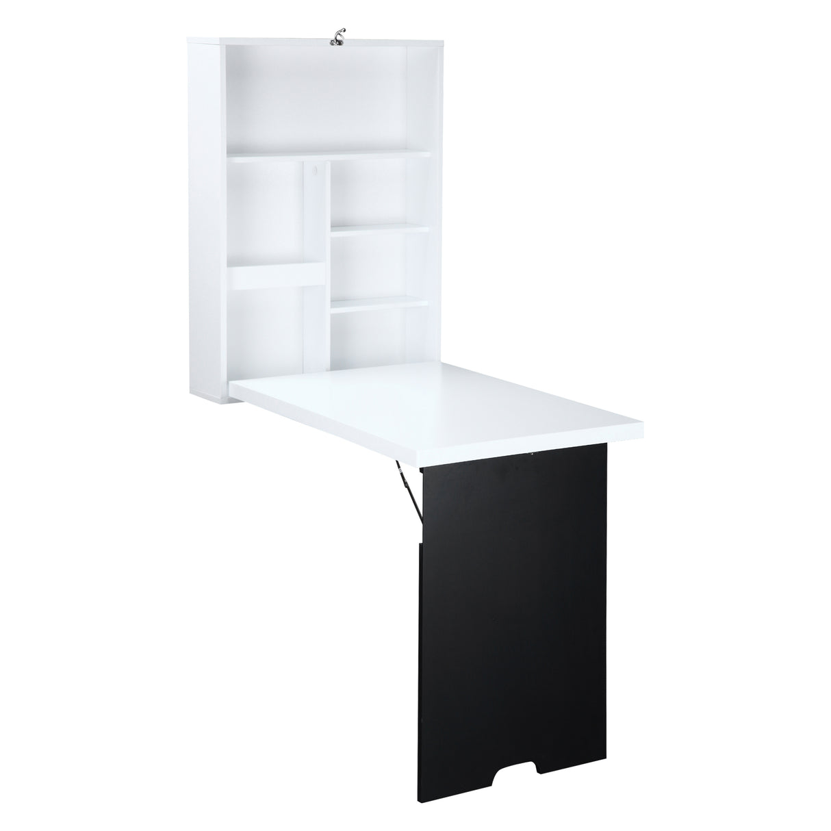 Easycomfort Opklapbare Wandtafel Ruimtebesparend, Bureau, Eettafel met Planken en Schoolbord (60x94,5x147cm)
