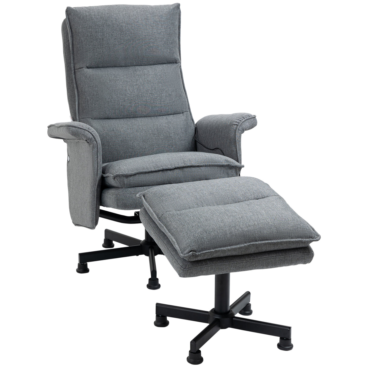 Easycomfort Relaxstoel met massagefunctie, voetenbank en afstandsbediening, 8 massagepunten en 5 programmas, grijs