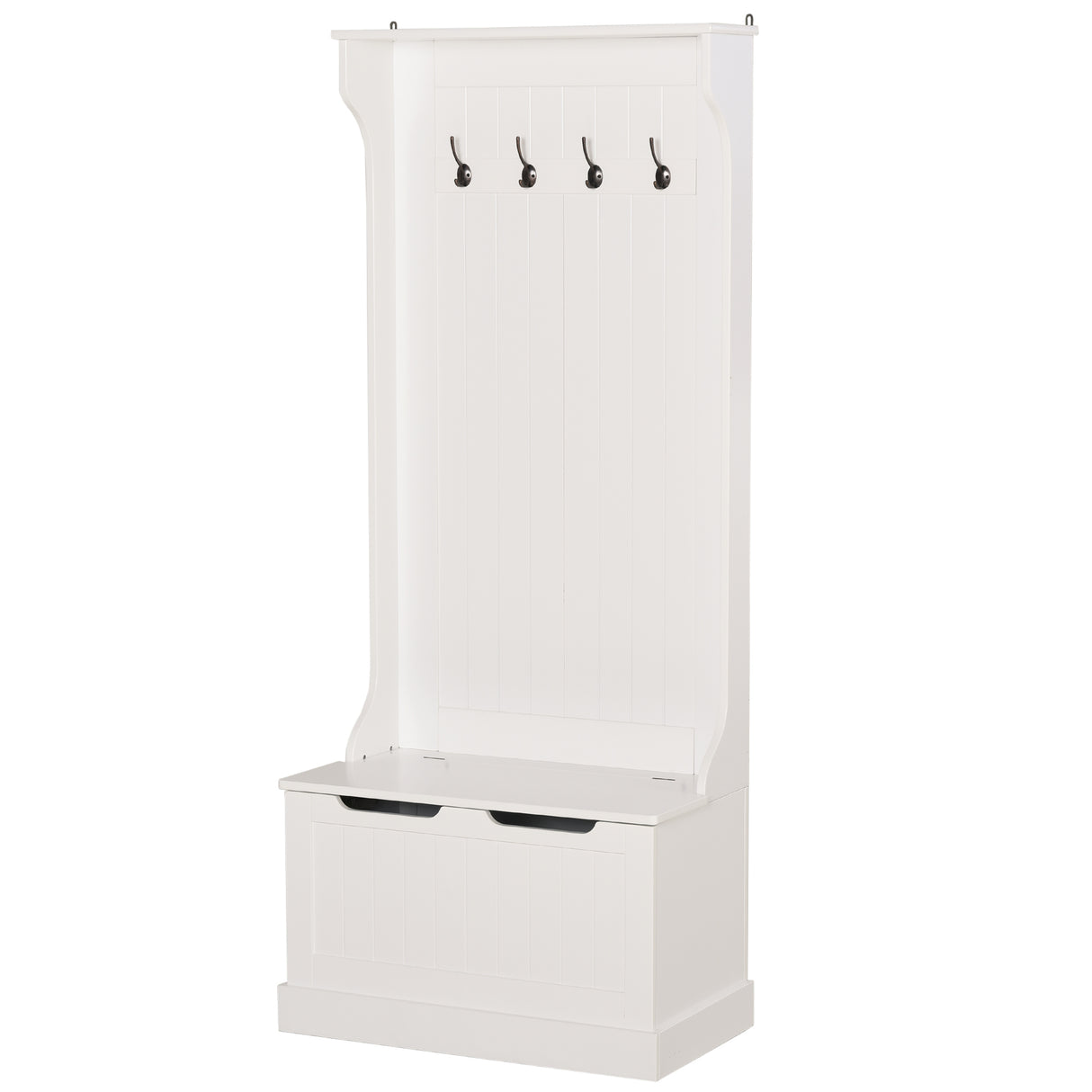 Easycomfort Kapstok met Opbergbank van MDF, voor Thuis en Hal, Max. 100kg - 71,5 x 39,5 x 170 cm, Wit