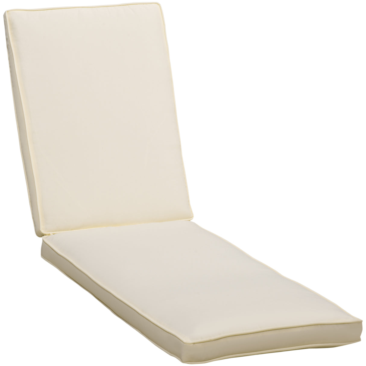Easycomfort Zonnebedkussen met Afneembare Polyesterhoes, 188x53x8cm, Crèmekleurig Wit