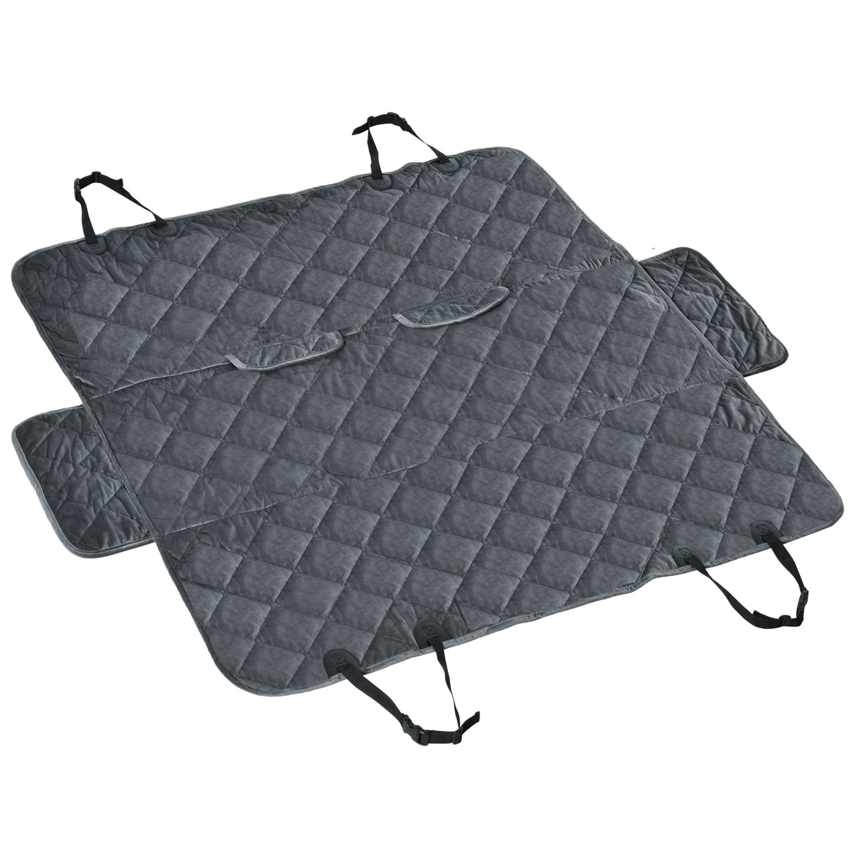 Easycomfort Autostoelbeschermer voor Honden met fluwelen effect en antislip onderkant en bevestigingsbanden, 160x145cm, Grijs