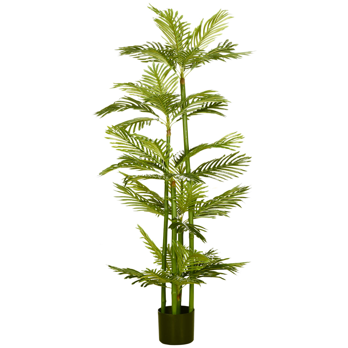 Easycomfort Kunstmatige Palmboom van 140 cm met 45 bladeren en 5 takken in een pot van Ø15x12 cm, voor binnen en buiten, groen.