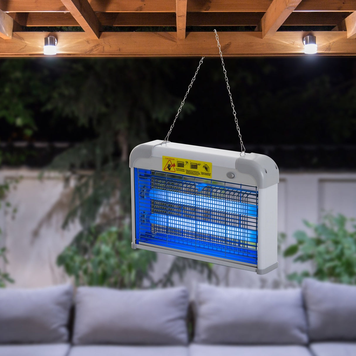 Easycomfort Elektrische Insectenverdelger voor Binnen en Buiten met Anti-Muggen UV Lamp voor 60m², Elektrisch Muggennet 20W, Grijs en Wit