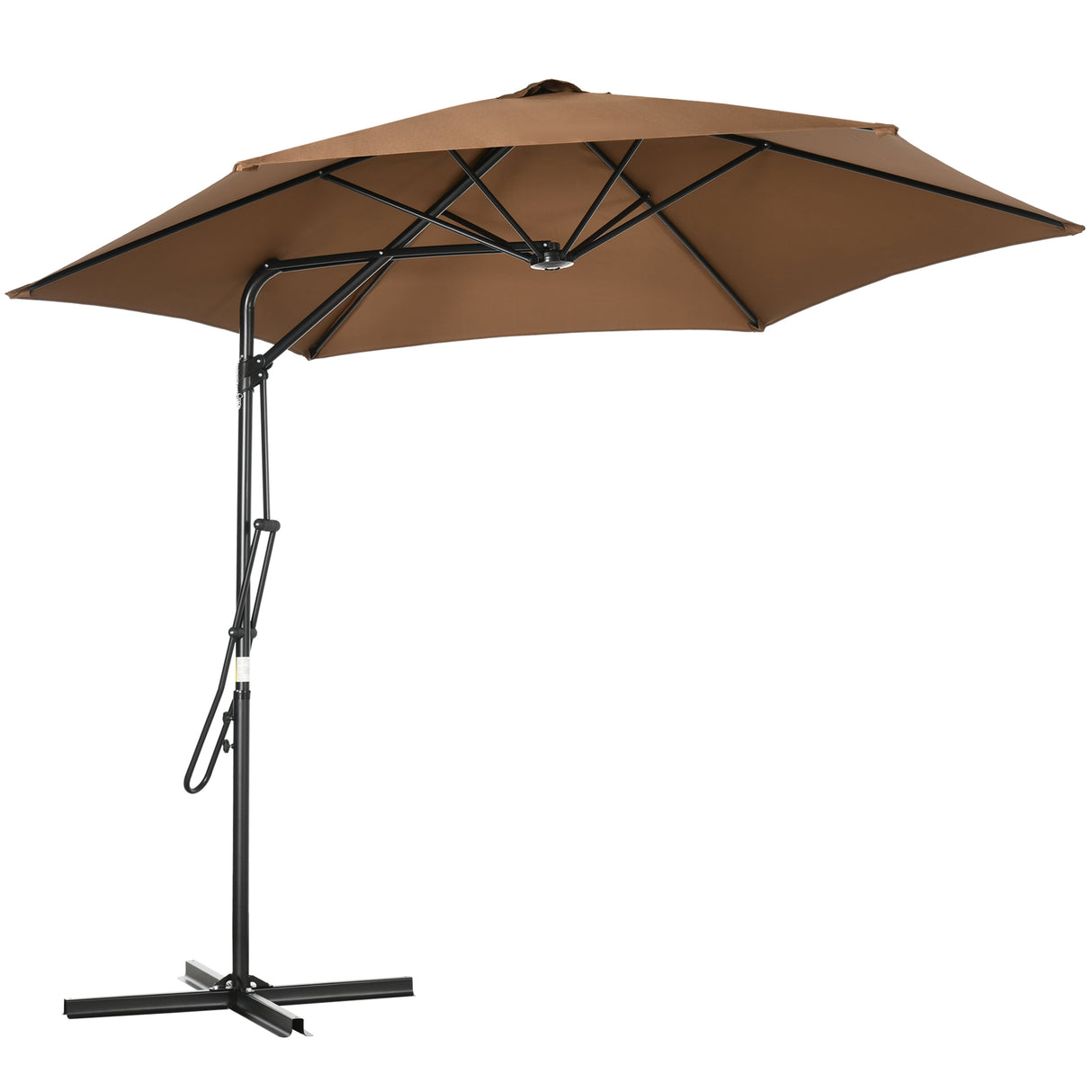 Easycomfort Tuinparasol 3x2,5 m van Metaal en Polyester met 6 Botten en Kruisvormige Basis, Bruin