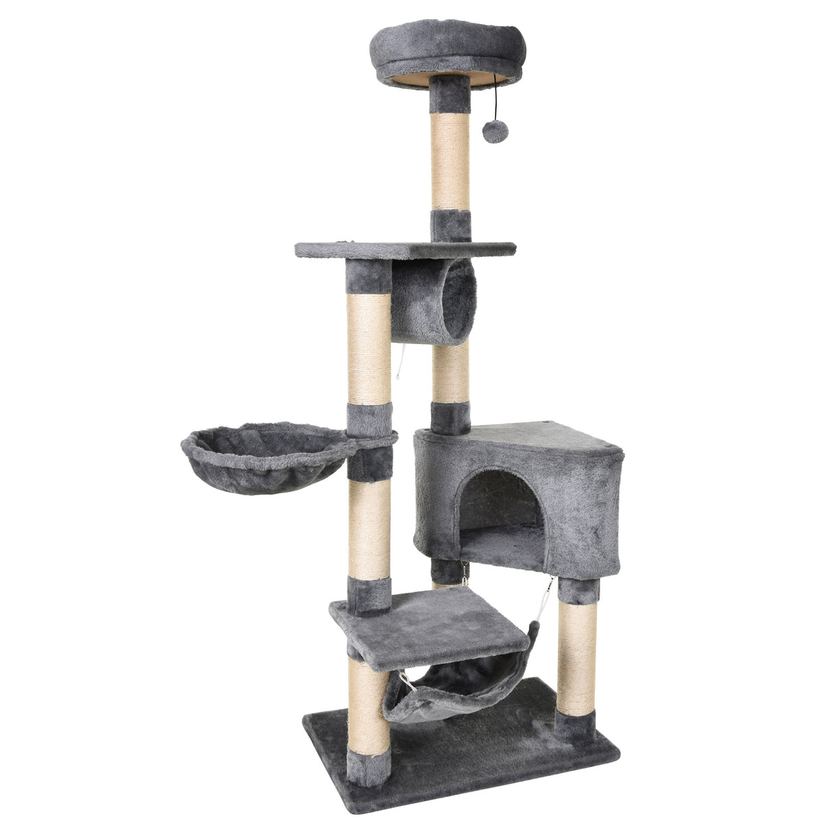 easycomfort-krabpaal-voor-katten-met-hangmat-en-sisaltouw-palen-grijs-60x40x154cm