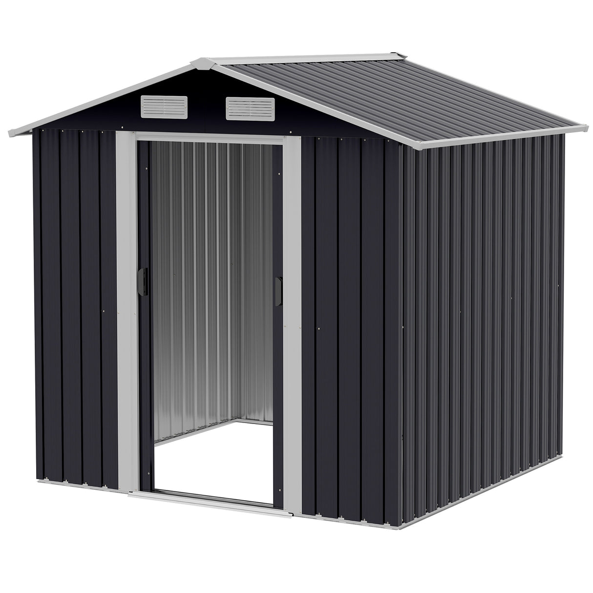 Easycomfort Tuinhuisje 2x1.5x1.9m in Verzinkt Staal, Dubbele Schuifdeur en 4 Luchtroosters