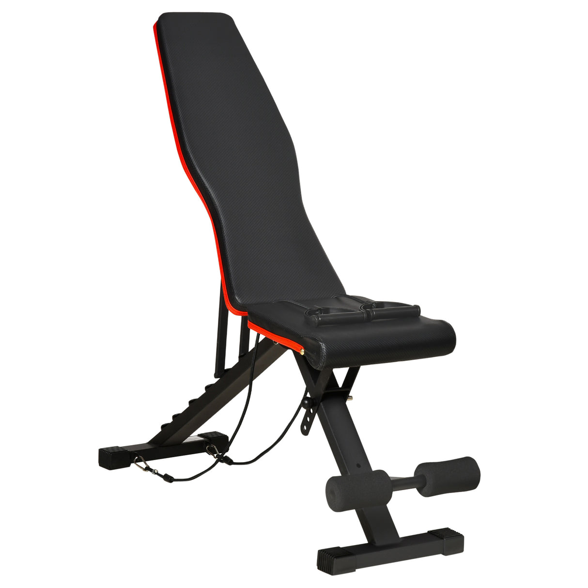 Easycomfort Multifunctionele bank voor buikspieroefeningen en gewichten, verstelbare helling en elastieken, 130x48x48-109cm, zwart