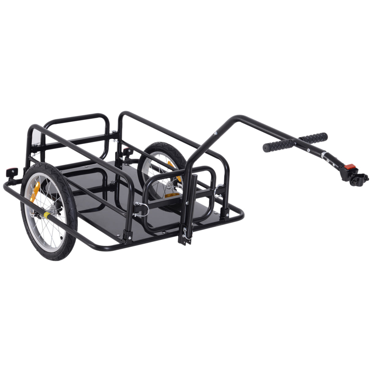 Eenvoudige comfort fietskar cargo bike trailer voor het vervoeren van objecten opvouwbaar draagvermogen 36kg 156x72x82cm.