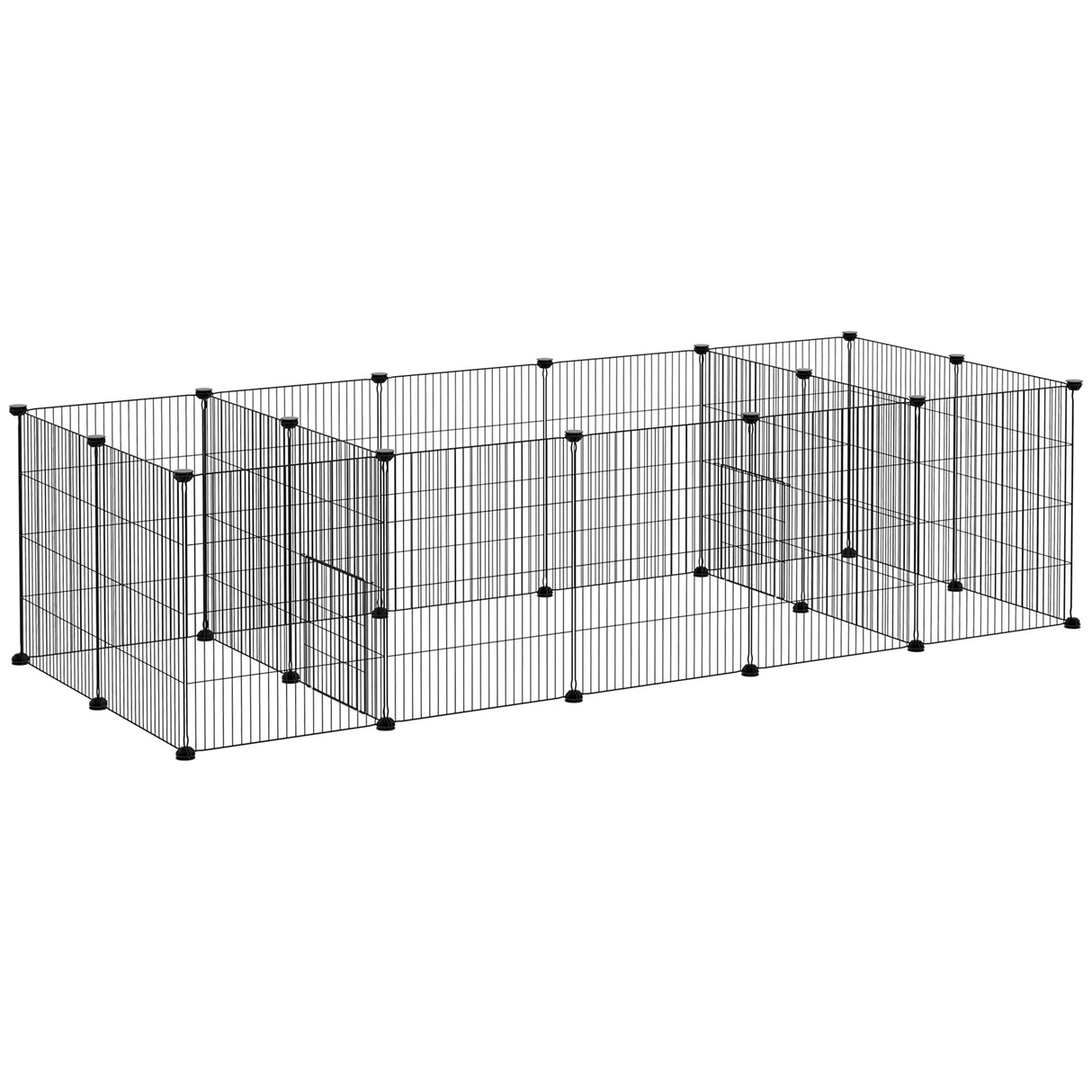 Easycomfort Kooi voor Cavias, Omheining voor kleine dieren, 18 stuks met Deur 175x70x45cm, Zwart