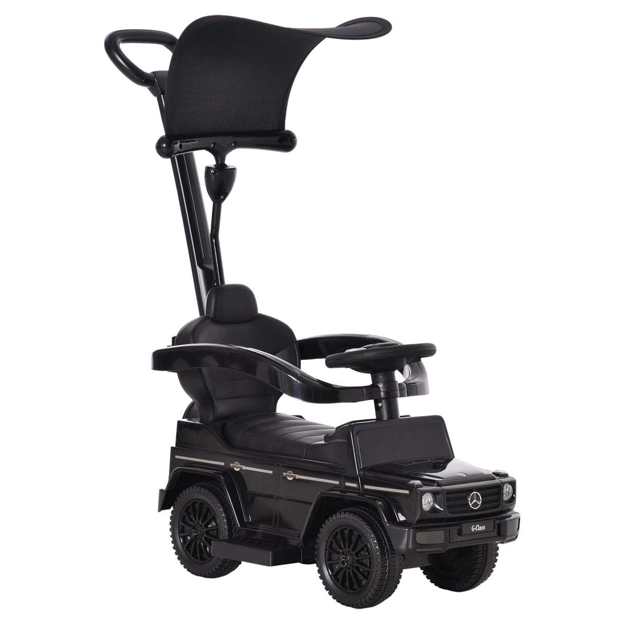 Easycomfort Loopauto voor Kinderen 12-36 Maanden met Mercedes-licentie, Zonnescherm en Duwstang, 85,5x40,5x95 cm, Zwart