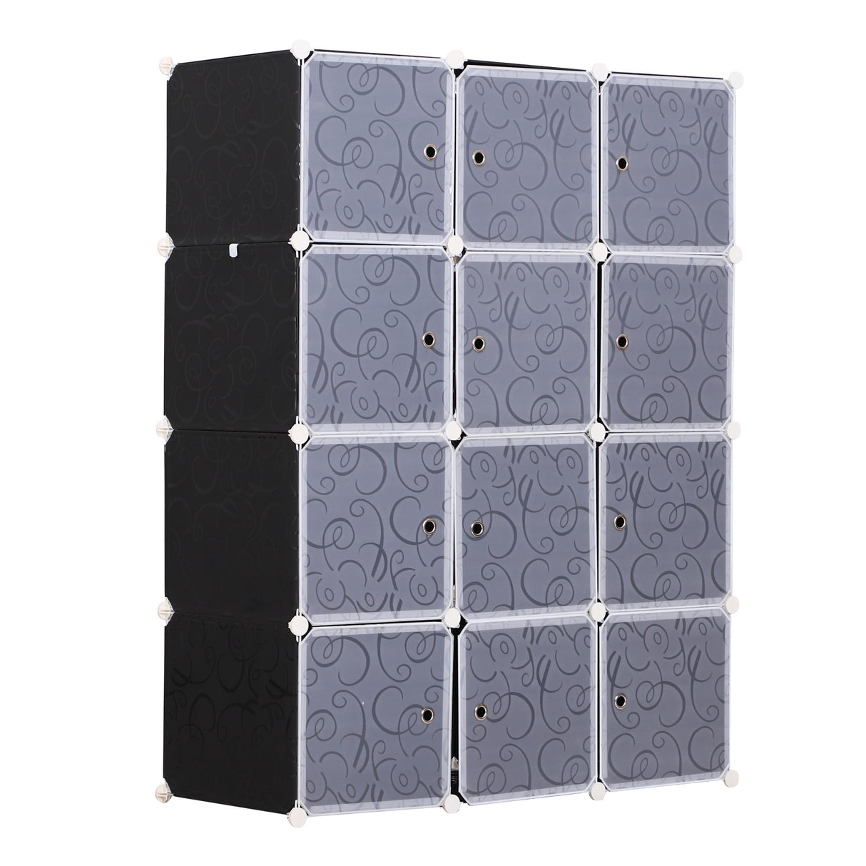 Easycomfort modulaire kledingkast kubus opbergruimte voor thuis, wit en zwart van PP, 111 x 47 x 145 cm