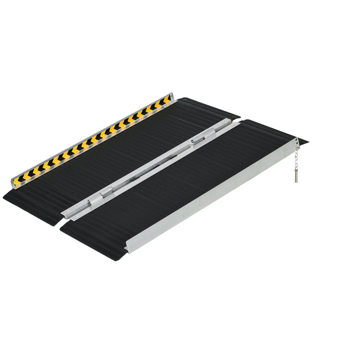 Easycomfort Oprijplaat voor Opvouwbare Rolstoel van Aluminium met Deflectoren en Stickers, 91x73.6x5.1 cm, Zwart
