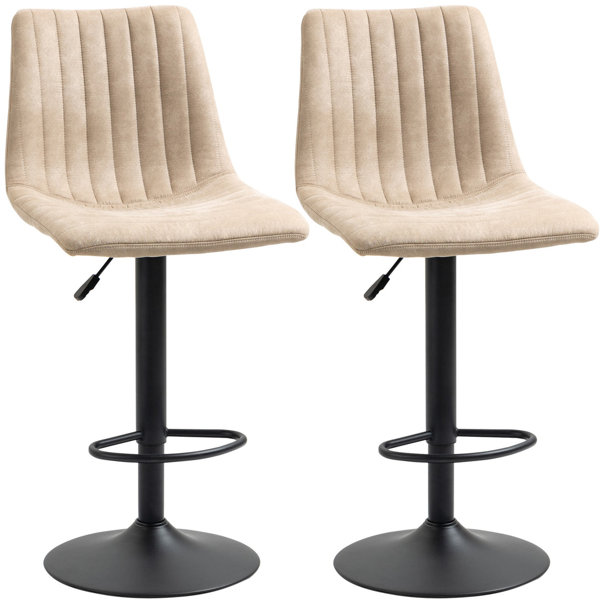 Easycomfort Barkrukken Set van 2 stuks met verstelbare hoogte, van staal en polyester, 47,5x57,5x95-116 cm, Bruin