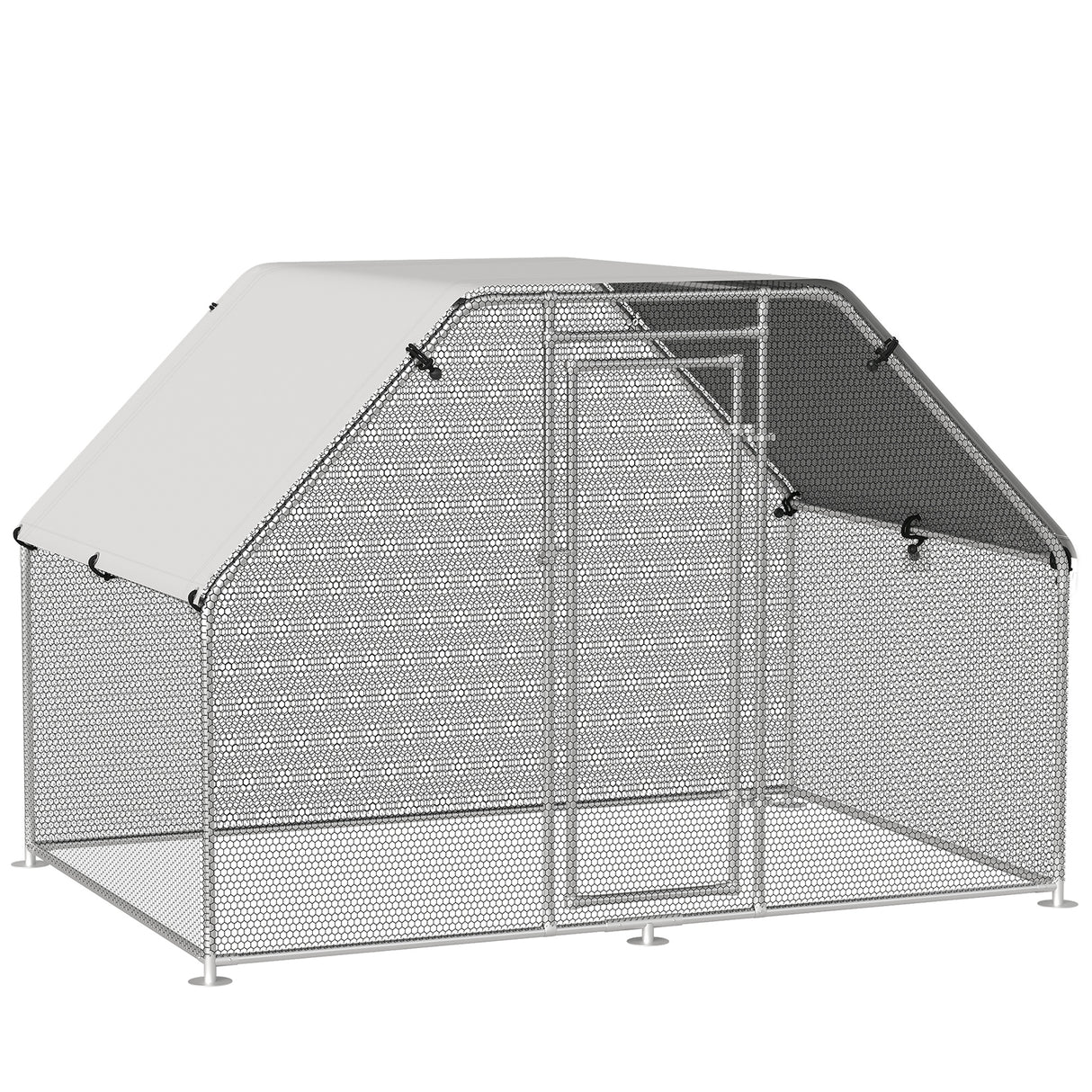Easycomfort Omheining voor Kippen van Gegalvaniseerd Metaal en Oxford Doek met Vergrendelbare Deur 280x193.5x195 cm