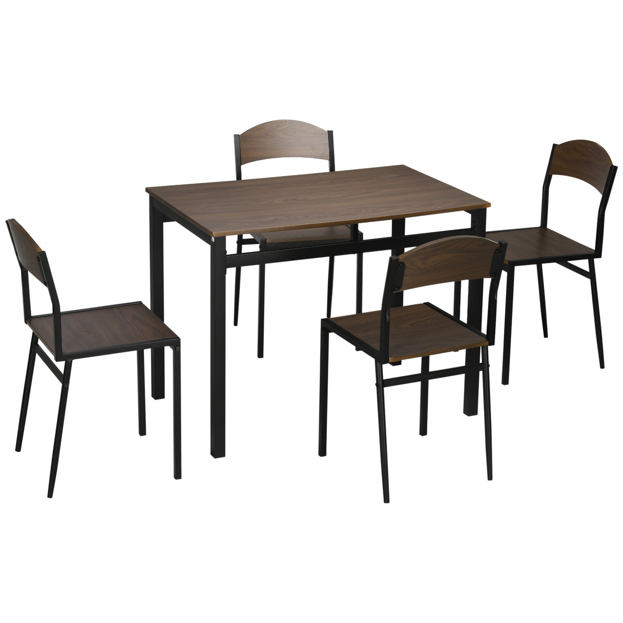 EasyComfort 5-delige eetset met rechthoekige tafel van 100x63x76,5 cm en 4 stoelen van 45x40x82 cm, in staal en MDF.