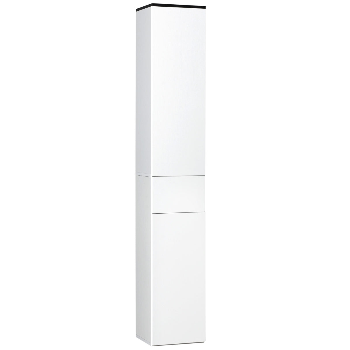 Easycomfort Mobiele Badkamerkast met Verstelbaar Plankje, 2 Gesloten Planken en een Houten Lade, 30x28x180 cm, Wit