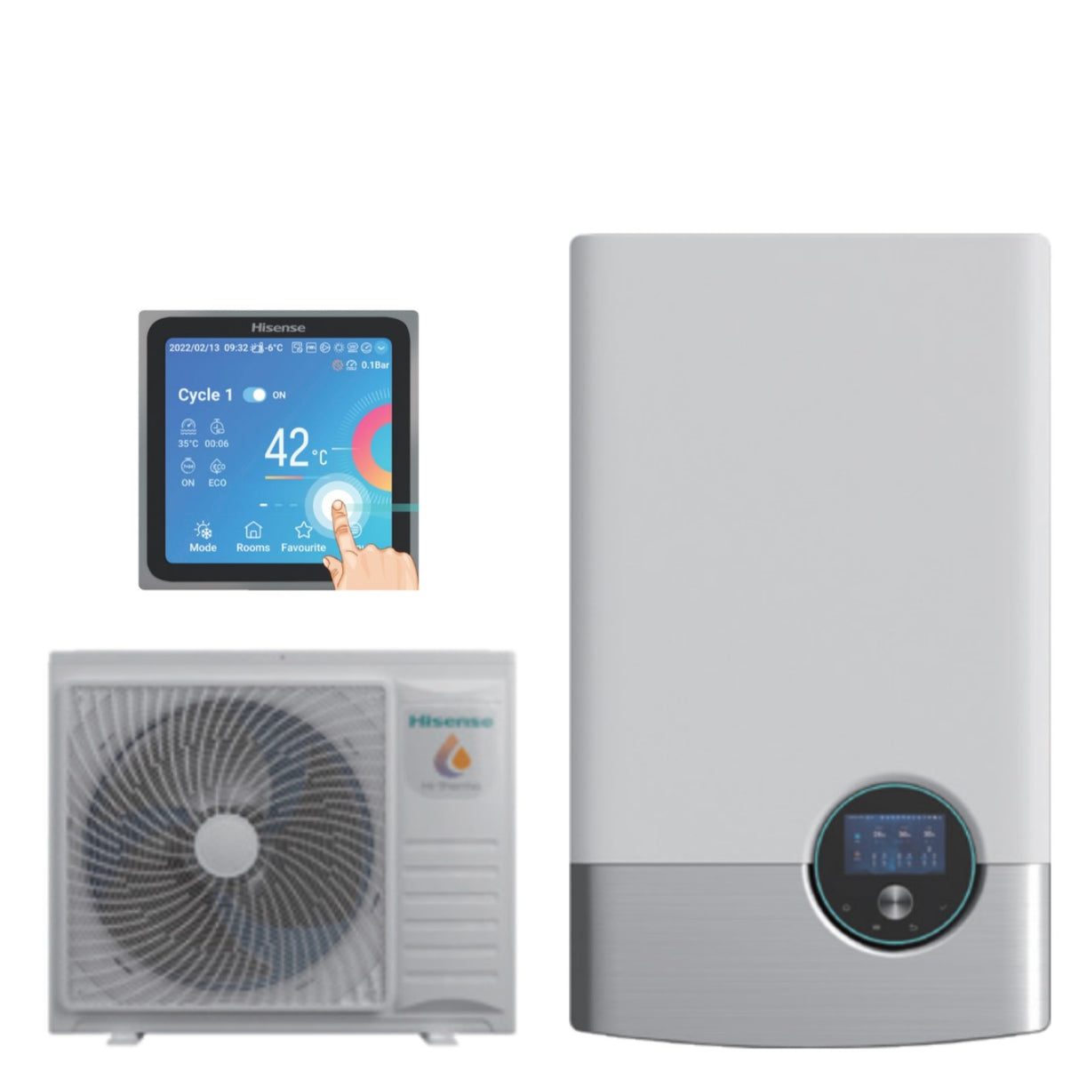 Monoblok split warmtepomp lucht/water Hisense Hi-Terma AHM-060HCDSAA + AHW-060HCDS1 R-32 met optionele Wi-Fi en inclusieve bediening