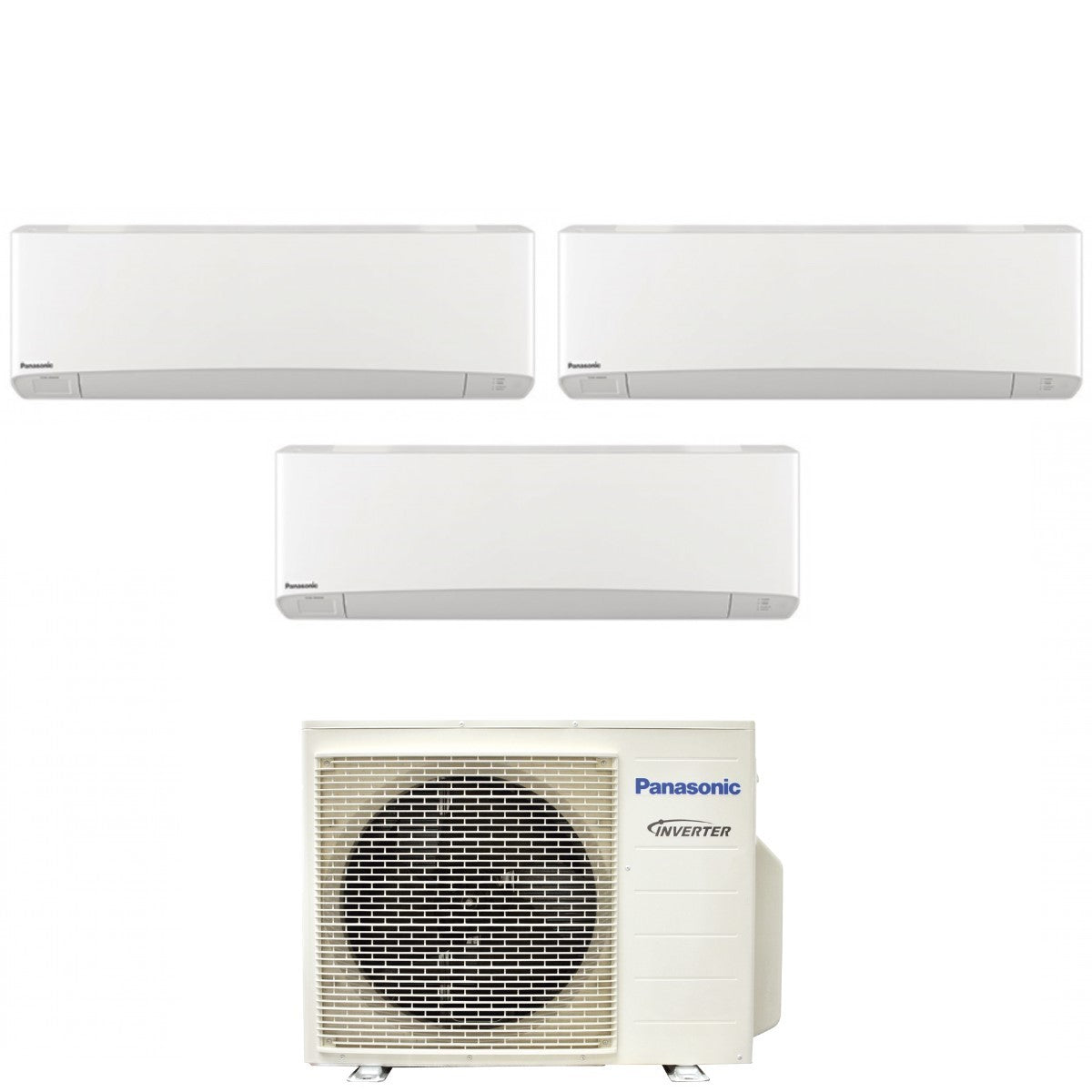 Climatizzatore Condizionatore Panasonic Trial Split Inverter serie ETHEREA WHITE 7+9+12 con CU-3Z52TBE R-32 Wi-Fi Integrato Colore Bianco 7000+9000+12000