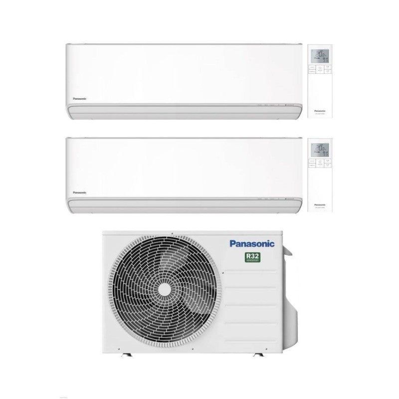 Climatizzatore Condizionatore Panasonic Dual Split Inverter Serie Etherea White 9+9 con CU-2Z50TBE R-32 Wi-Fi Integrato 9000+9000 Bianco