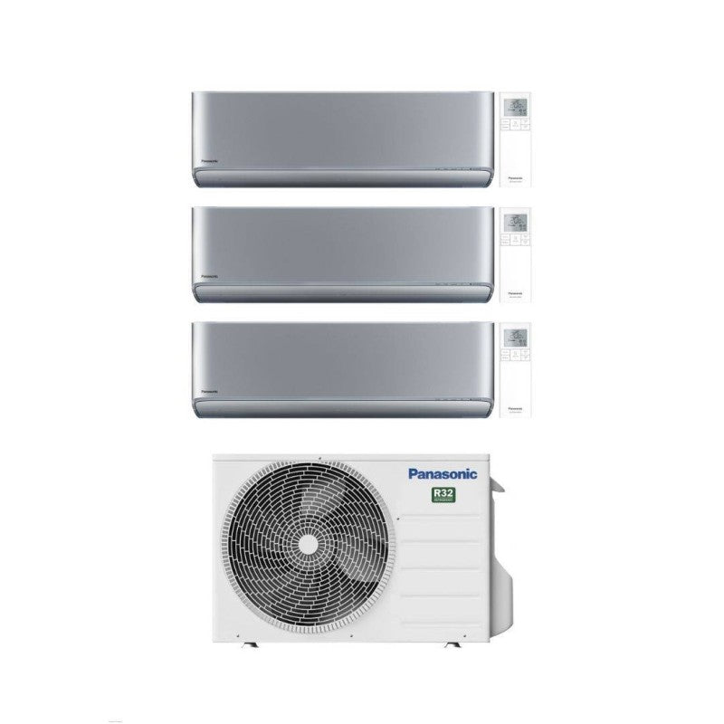 Climatizzatore Condizionatore Panasonic Trial Split Inverter Serie Etherea Silver 7+7+12 con CU-3Z68TBE R-32 Wi-Fi Integrato Colore Argento 7000+7000+12000