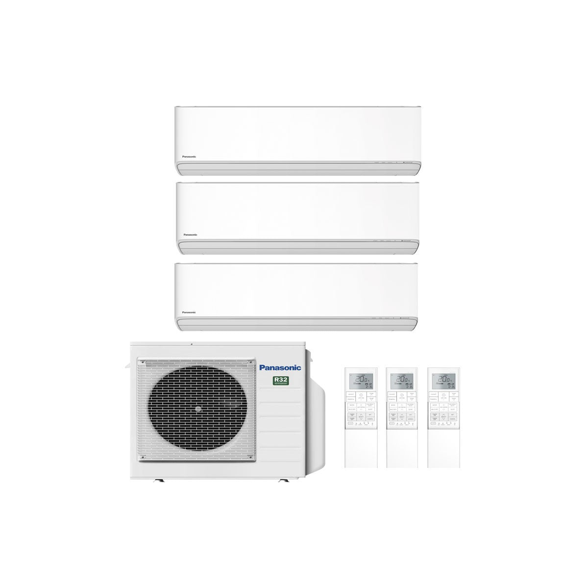 Climatizzatore Condizionatore Panasonic Trial Split Inverter Serie Etherea White 7+9+12 con CU-3Z68TBE R-32 Wi-Fi Integrato Colore Bianco 7000+9000+12000