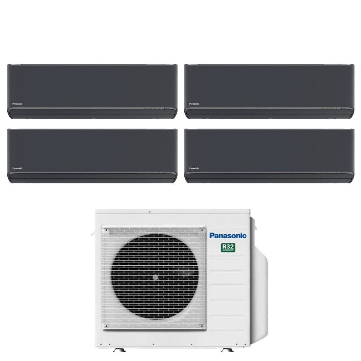 Climatizzatore Condizionatore Panasonic Quadri Split Inverter Serie Etherea Dark 7+7+7+7 con CU-4Z68TBE R-32 Wi-Fi Integrato Colore Grigio Grafite 7000+7000+7000+7000