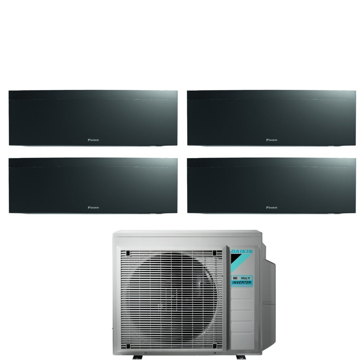 Climatizzatore Condizionatore Daikin Bluevolution Quadri Split Inverter serie EMURA BLACK III 7+9+9+15 con 4MXM80N R-32 Wi-Fi Integrato 7000+9000+9000+15000 Colore Nero - Garanzia Italiana