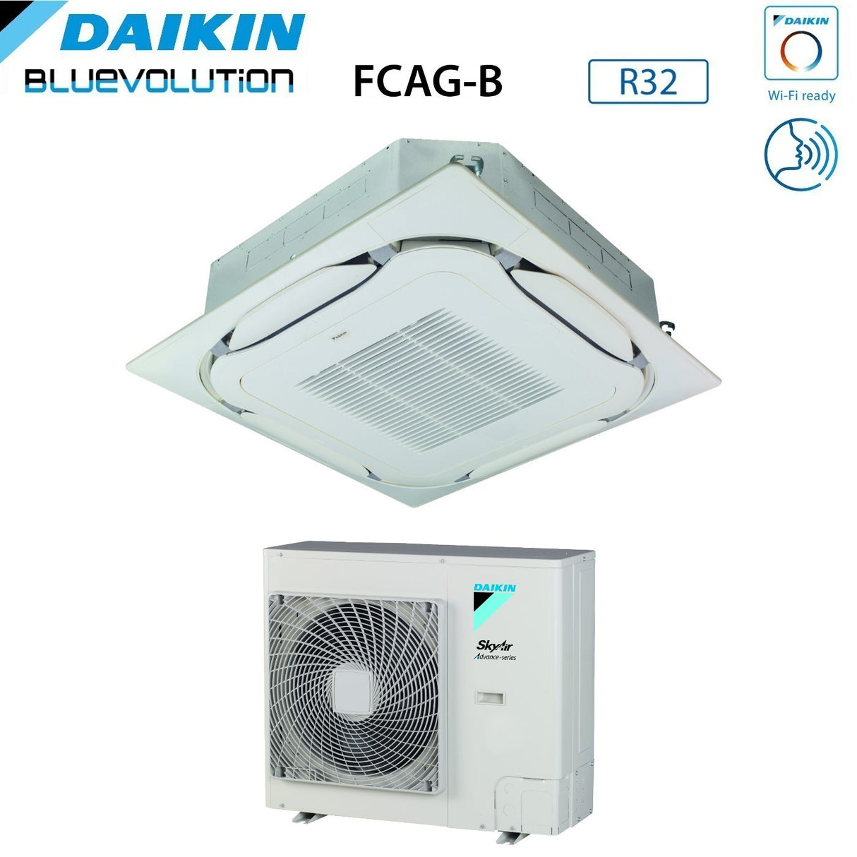 Climatizzatore Condizionatore Daikin Bluevolution a Cassetta Round Flow 24000 BTU FCAG71B + RZASG71MV1 R-32 Wi-Fi Optional Con Griglia Standard Inclusa