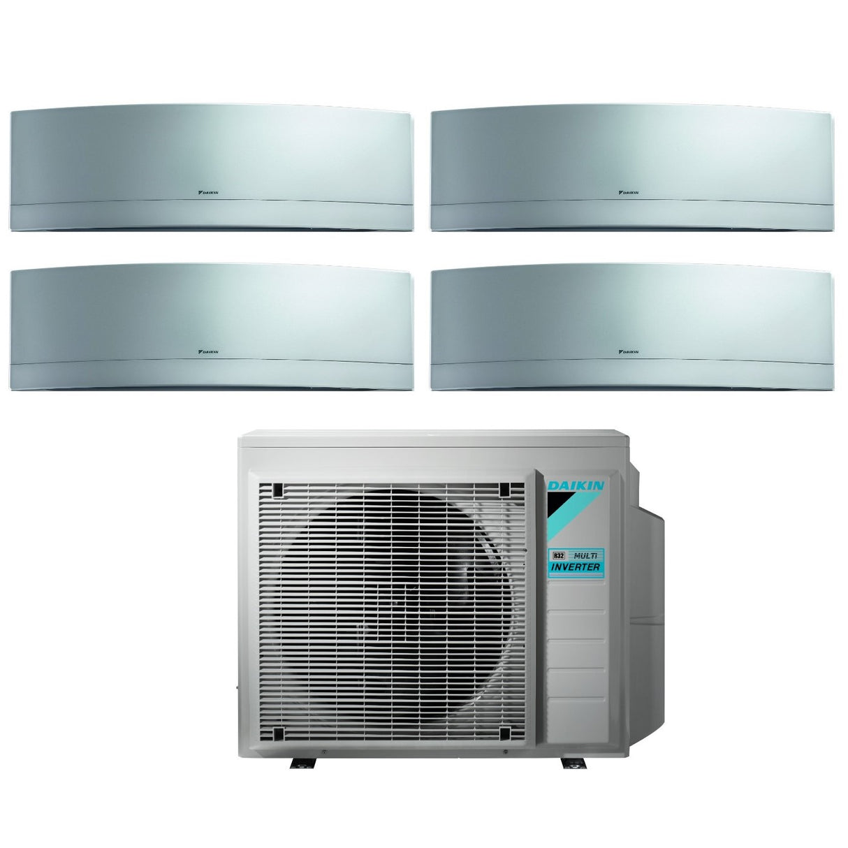 Climatizzatore Condizionatore Daikin Bluevolution Quadri Split Inverter serie EMURA SILVER 9+9+9+12 con 4MXM68N R-32 Wi-Fi Integrato 9000+9000+9000+12000 colore Argento - Garanzia Italiana