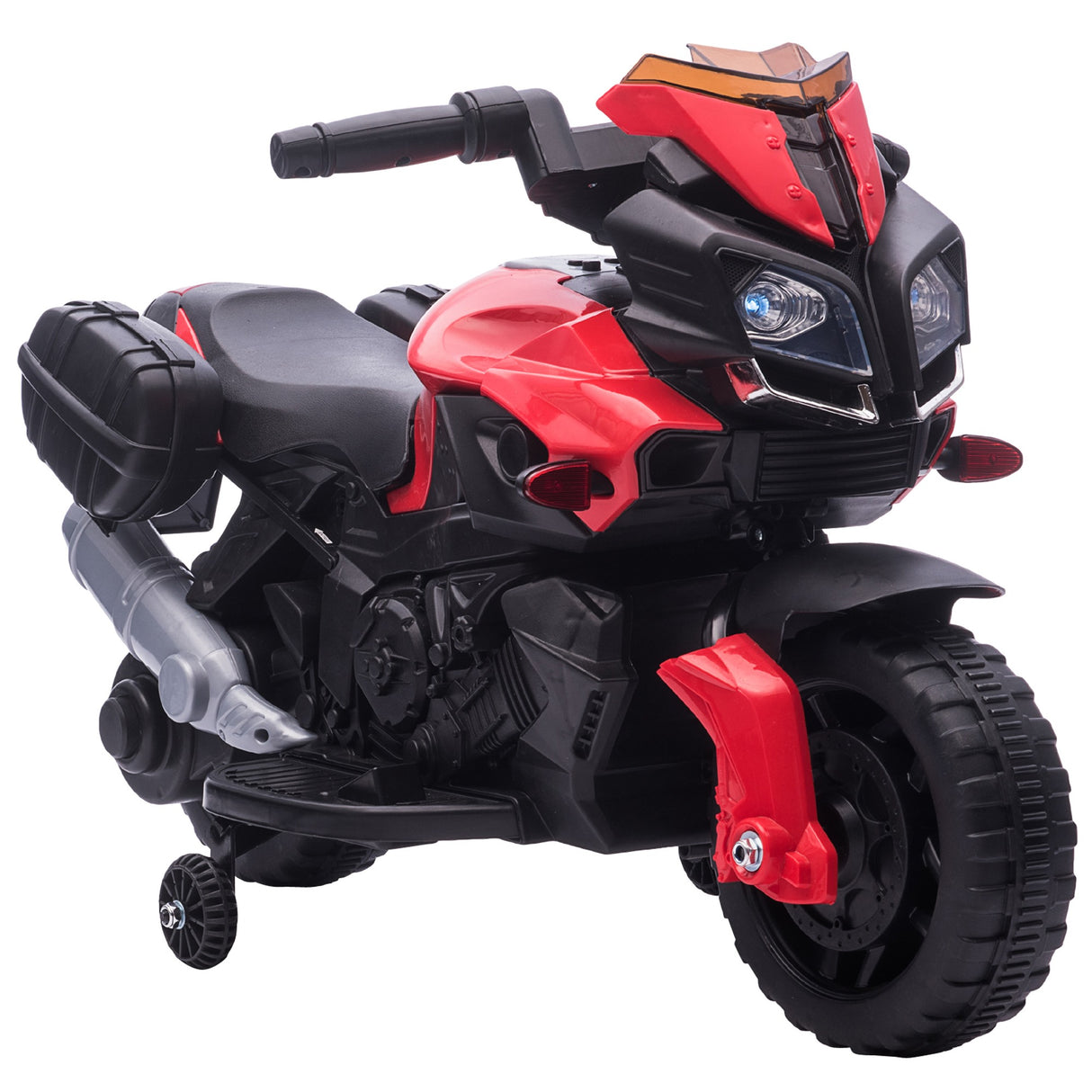 Easycomfort Moto Elettrica per Bambini con Fari e Clacson, Batteria 6V Velocità 3km/h, Età 18-48 Mesi, 88.5x42.5x49cm, Rosso