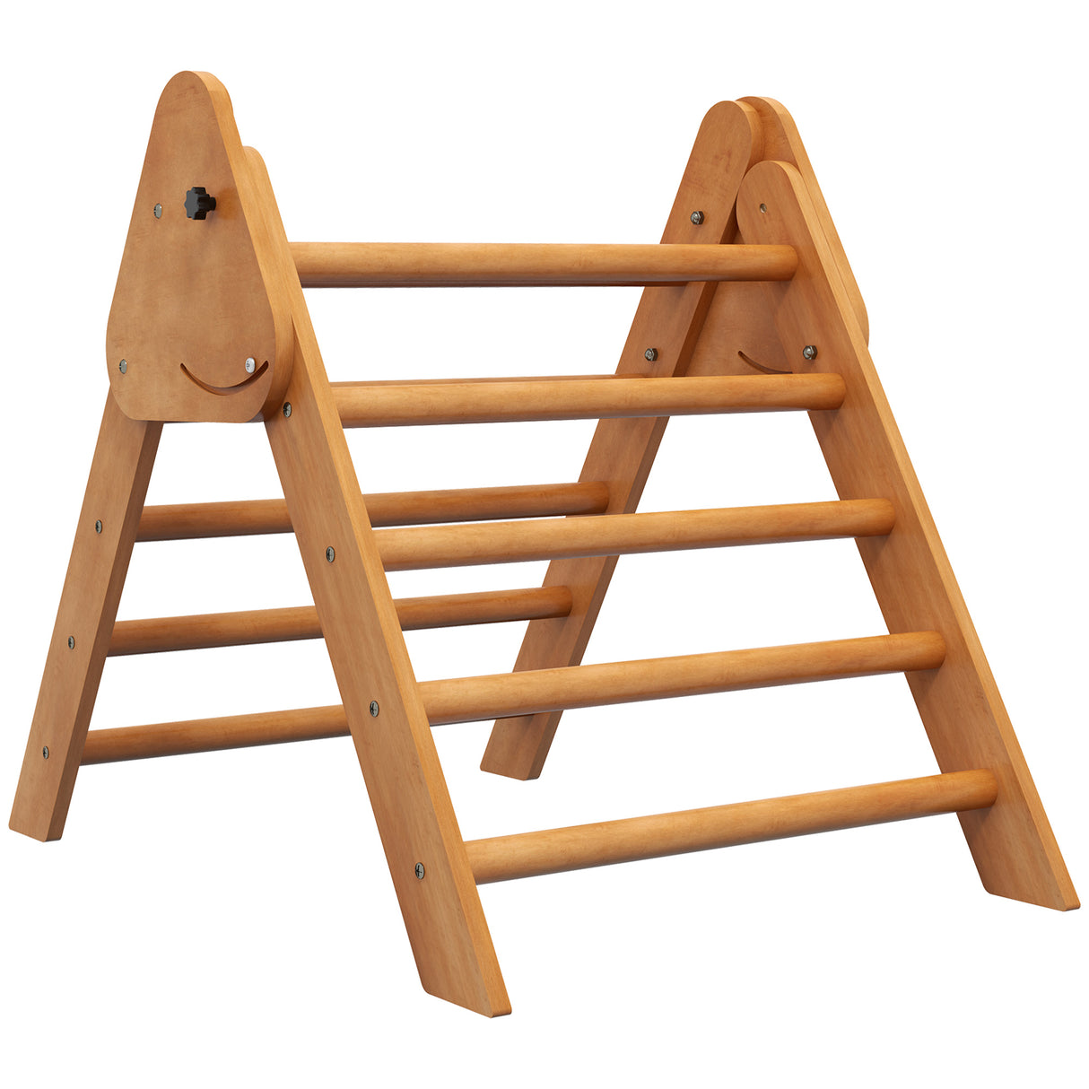 Easycomfort Triangolo da Arrampicata Pieghevole per Bambini 3+ Anni in Legno di Faggio, 90x64x70 cm, Marrone chiaro