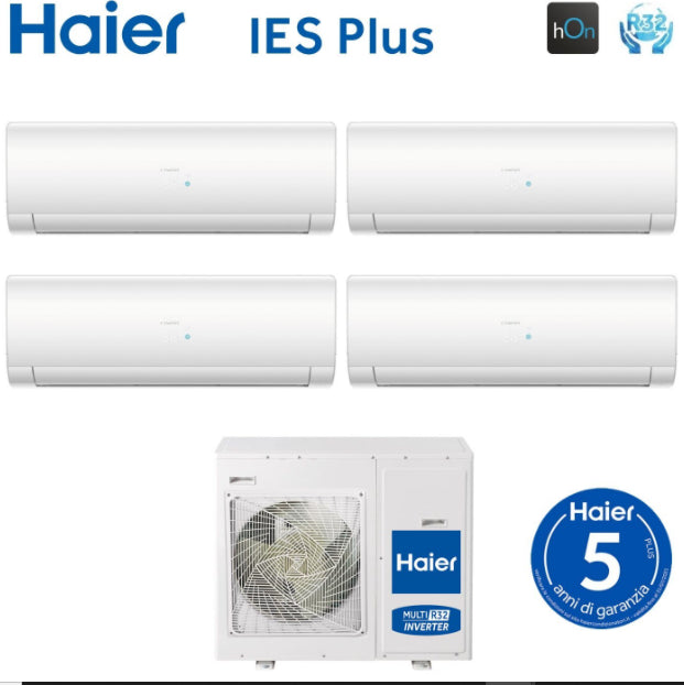 Climatizzatore Condizionatore Haier Quadri Split Inverter serie IES PLUS 7+7+15+15 con 4U85S2SR3FA R-32 Wi-Fi Integrato 7000+7000+15000+15000 - Novità