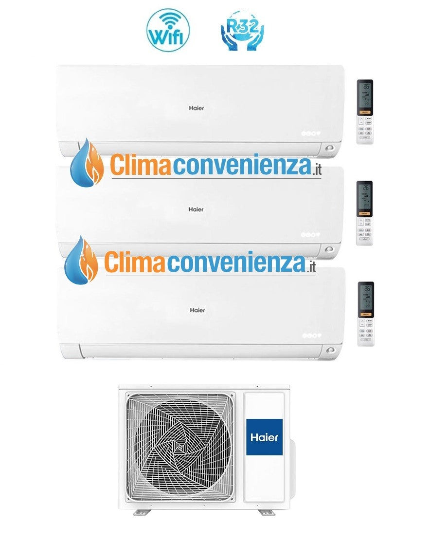 Climatizzatore Condizionatore Trial Split Inverter HAIER serie FLEXIS White 7000+9000+12000 btu con 3U55S2SR2FA R-32 Wi-Fi 7+9+12 - NOVITA'