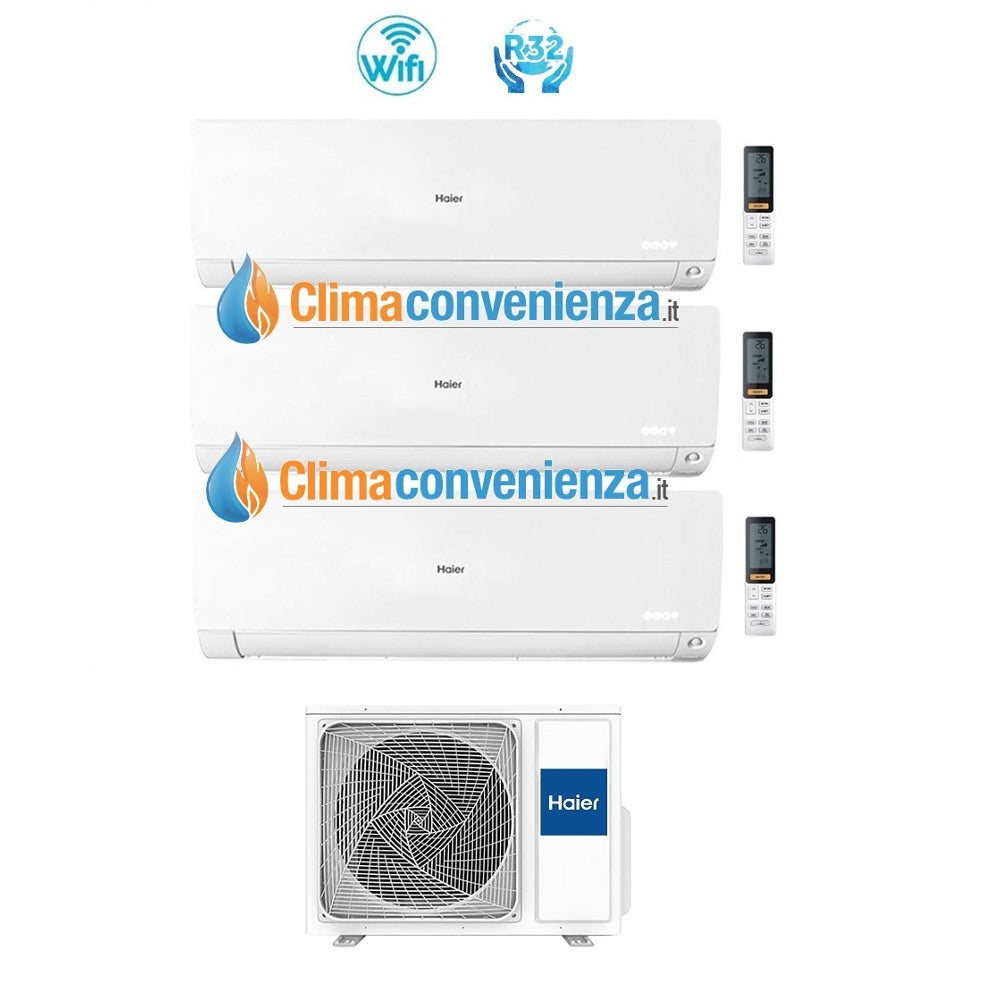 Climatizzatore Condizionatore Trial Split Inverter HAIER serie FLEXIS White 7000+7000+7000 btu con 3U55S2SR2FA R-32 Wi-Fi 7+7+7 - NOVITA'