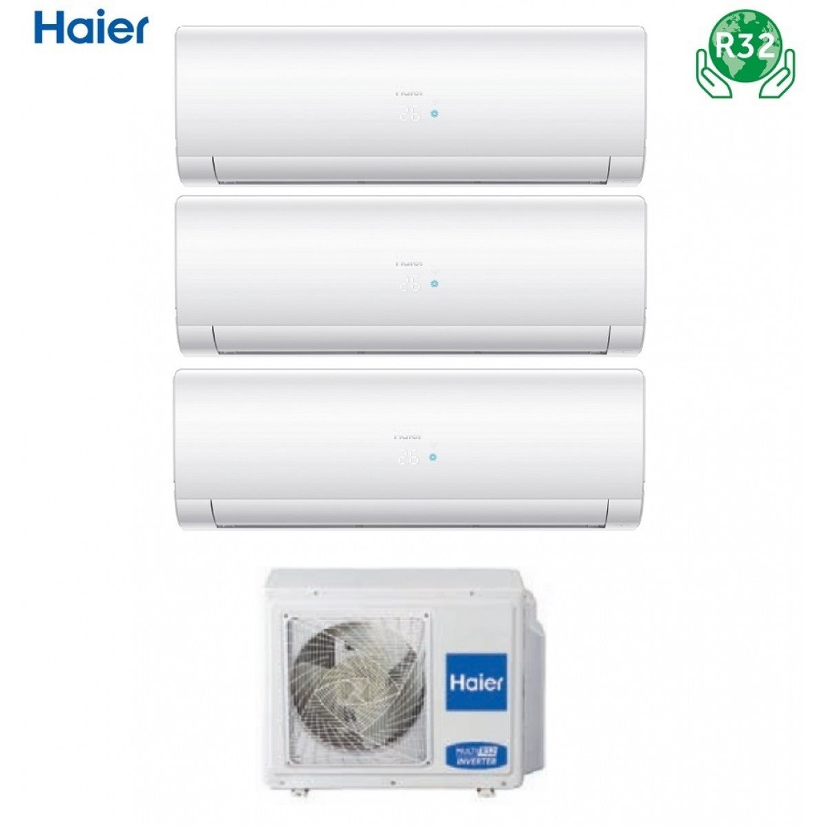 Climatizzatore Condizionatore Haier Trial Split Inverter Serie IES 7+7+12 con 3U55S2SR2FA 7000+7000+12000 Wi-Fi Optional